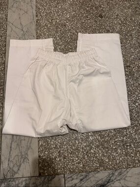 Classic White Pants Elastic Waist Pants